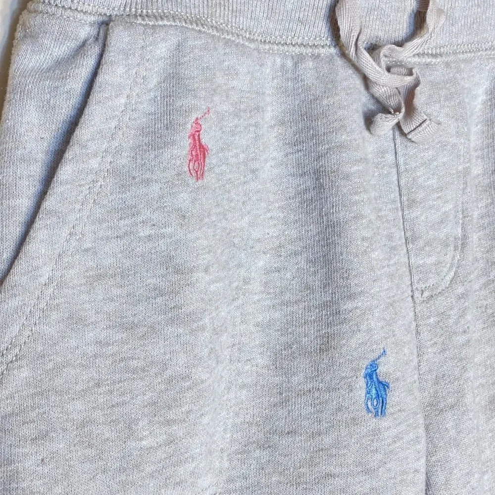 Ralph Lauren Light Gray Sweatpants with Pink & Blue Polo Embroidery